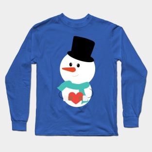 Merry Christmas SnowMan With Heart Long Sleeve T-Shirt